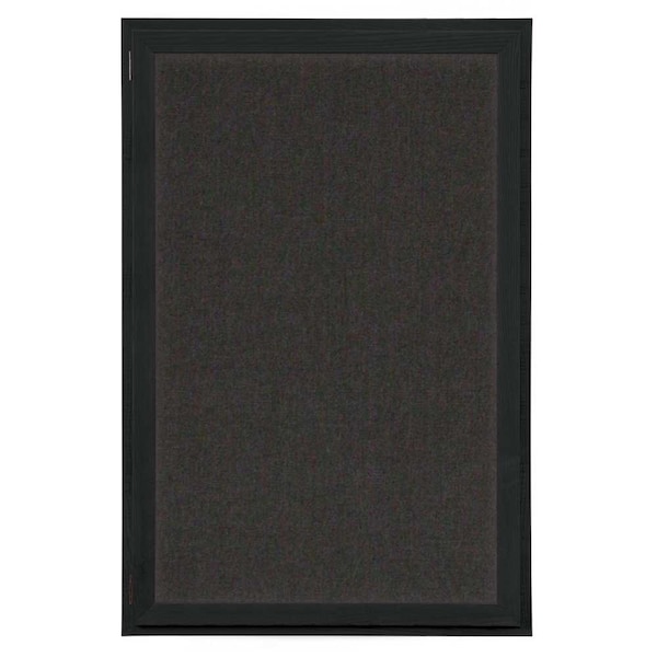 Indoor Enclosed Combo Board, 72"x36", Satin Frame/Black Porc & Black